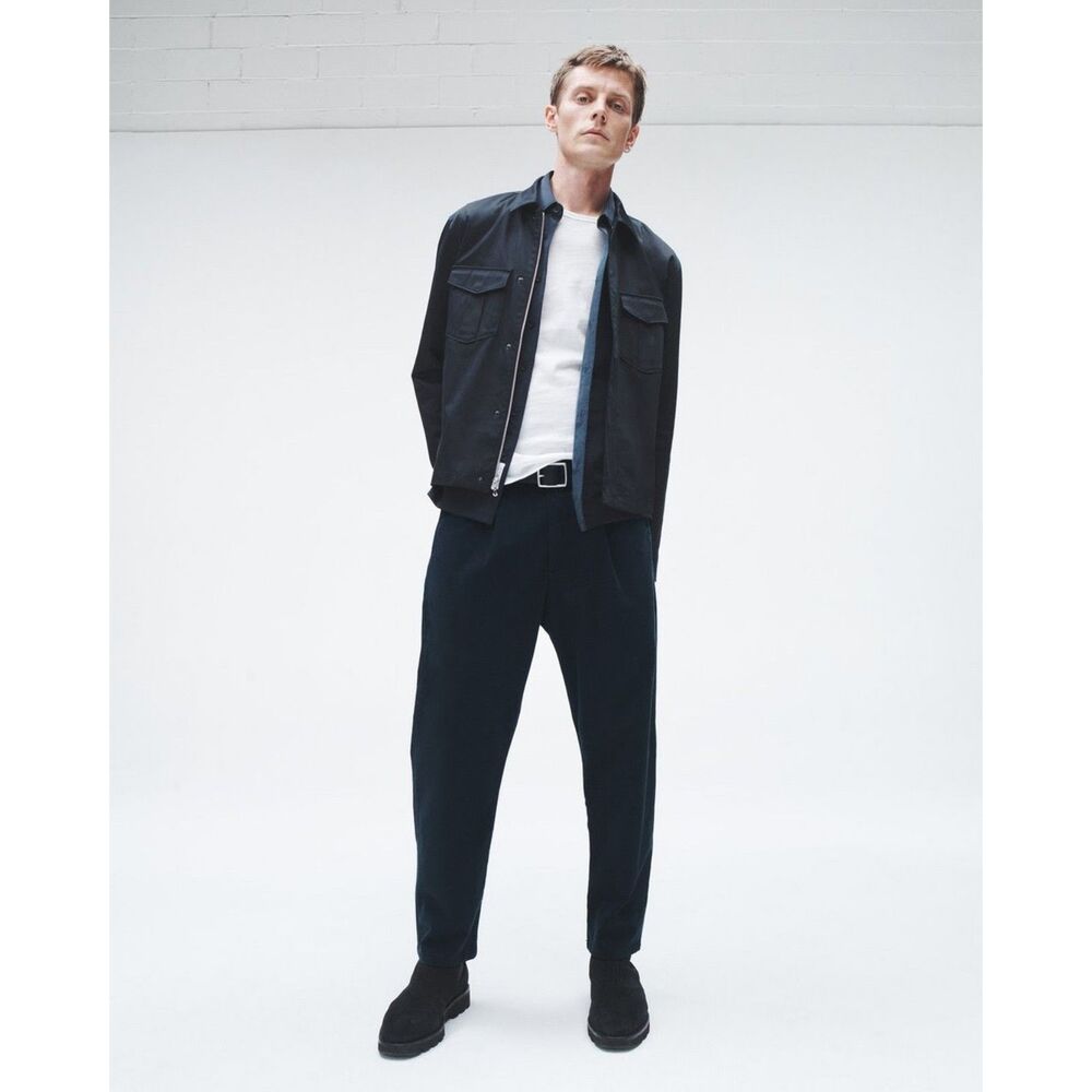 rag & bone Men's Pleated Navy Chinos - Picture 2 of 5